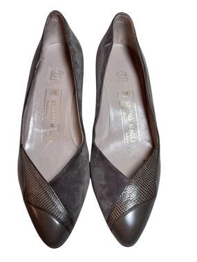 Bruno Magli Vintage Gray Suede Leather Kitten Heel Pumps Made in Italy Shoes  7